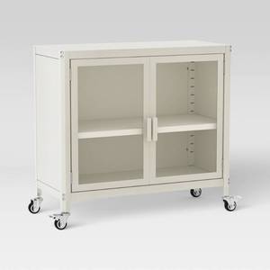 lot 13903 image: 2 Door Metal Rolling Locker Storage Cabinet Chalk White - Room Essentials  (PARTS ONLY)