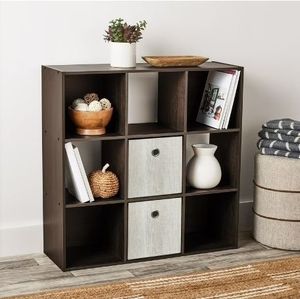 lot 30563 image: Mainstays 9 Cube Storage Organizer, Espresso (Damaged)