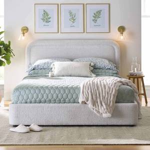 lot 30569 image: Better Homes & Gardens Juliet Full Boucle Platform Bed, Ivory (Cosmetic Damage)- Retail $248