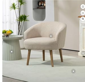 lot 30574 image: Mainstays Curved Textured Accent Chair, Beige - Retail $140