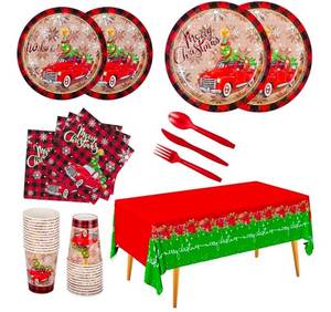 lot 32655 image: Christmas Party Supplies- Plates and Cutlery, Serves 25