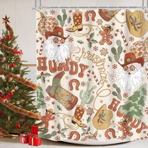 lot 32665 image: Western Christmas Shower Curtain 60Wx72H