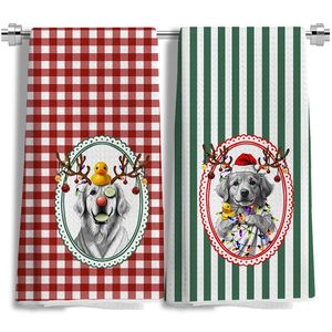 lot 32671 image: Funny Golden Retriever Christmas Bathroom Hand Towels Set of 2 -24x16