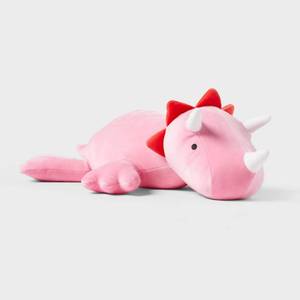 lot 13950 image: Dinosaur Weighted Plush Kids Throw Pillow Bright Pink - Pillowfort