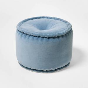 lot 15367 image: Cotton Velvet Pouf Blue - Threshold designed with Studio McGee (18x18x15) - Retail $60