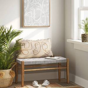 lot 15373 image: Lumarco Woven Bench Natural - Threshold (Minor cosmetic damage, see photos #5 & #6). - Retail $120