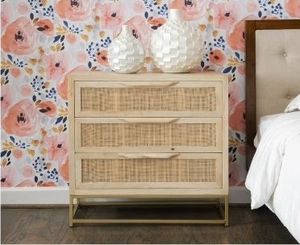 lot 30580 image: Powell Janie Rattan Cabinet Three Drawers (Cosmetic Damage) - Retail $505
