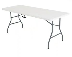 lot 30588 image: 6 ft. Gray Plastic Top Folding Banquet Table - Retail $75