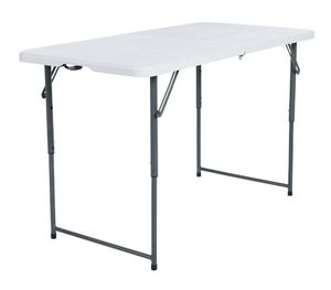 lot 30589 image: 4 Peakform Adjustable Height Folding Table Off White - Retail $40
