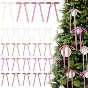 lot 30597 image: 24 Pcs Pink Purple Coquette Christmas Bow Decorations