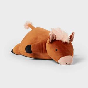 lot 32676 image: Horse Weighted Plush Kids Throw Pillow Brown - Pillowfort