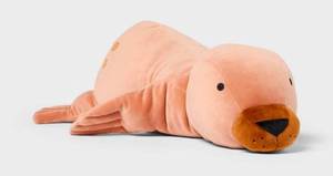 lot 32677 image: Seal Weighted Plush Kids Throw Pillow Brown - Pillowfort