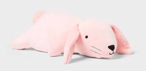 lot 32687 image: Bunny Weighted Plush Kids Throw Pillow Pink - Pillowfort (DAMAGED)