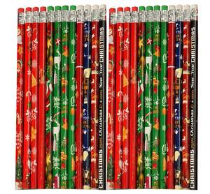 lot 32708 image: 24Pcs Wooden Pencils with ErasersChristmas Colorful Pencils Novelty Pencils