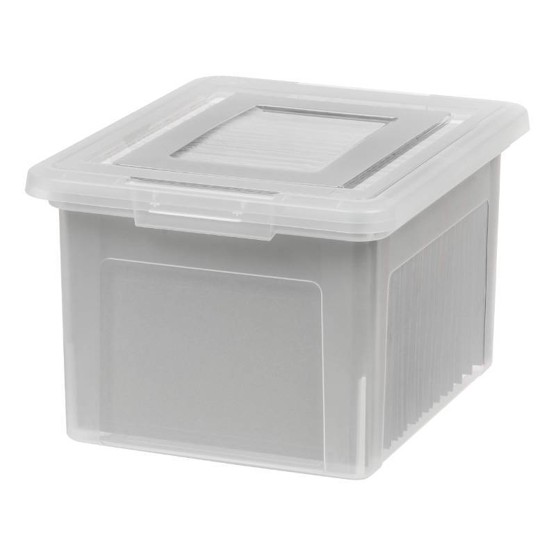 lot 4477 image: IRIS USA File Box, Plastic File Boxes With Lids, Document Organizer for LetterLegal File, Document Box, Storage Bin For Hanging Files, Secure Latching Lid Stackable BPA-Free, Clear 35 Qt. 1 Pack