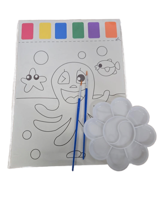 lot 9740 image: Kids Art Set with Paint Palette and Coloring Sheet
