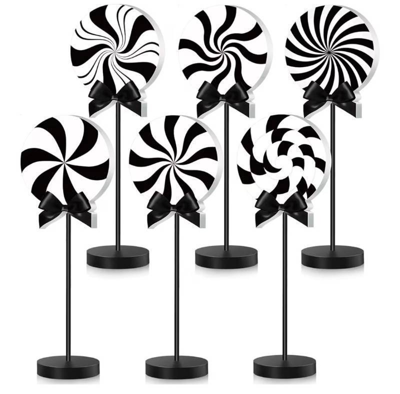 lot 23828 image: 6 Pcs Christmas Black and White Table Decorations