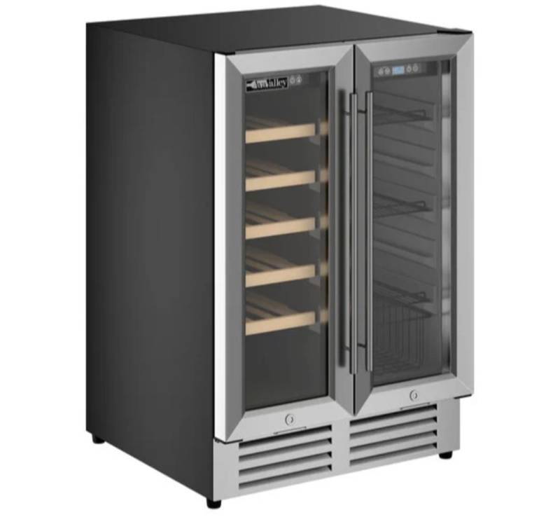 lot 4859 image: Dual Section Dual Temperature Full Glass Door Commercial Wine Cooler (See Details) - Retail $1799