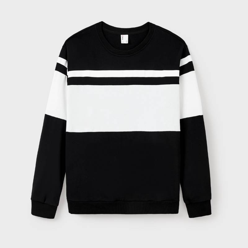 lot 7861 image: Long Sleeved Striped Top, Black and White for Men-Size M