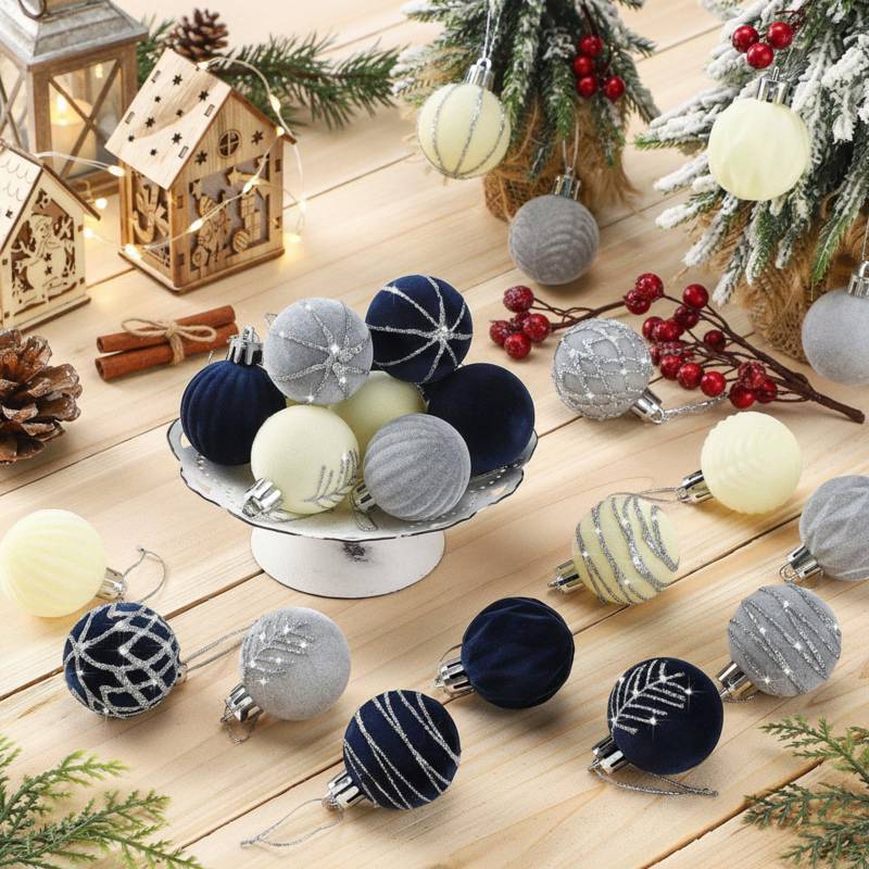 lot 7914 image: Netural 24 Pcs 1.57 Inches Velvet Ornaments
