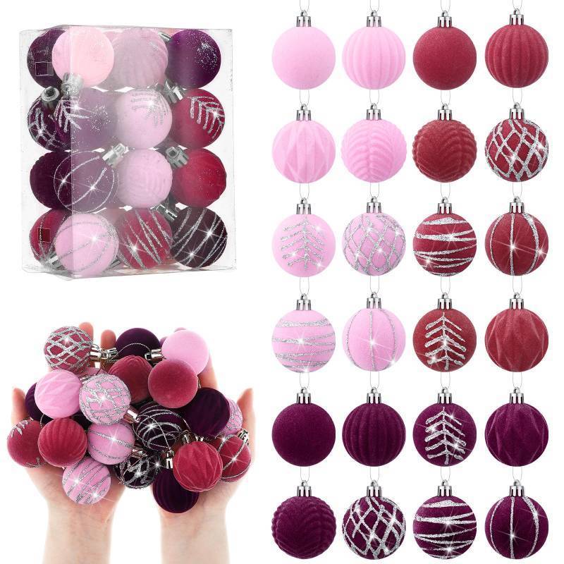 lot 7931 image: Lavender 24 Pcs 1.57 Inches Velvet Ornaments for Christmas Tree Decor