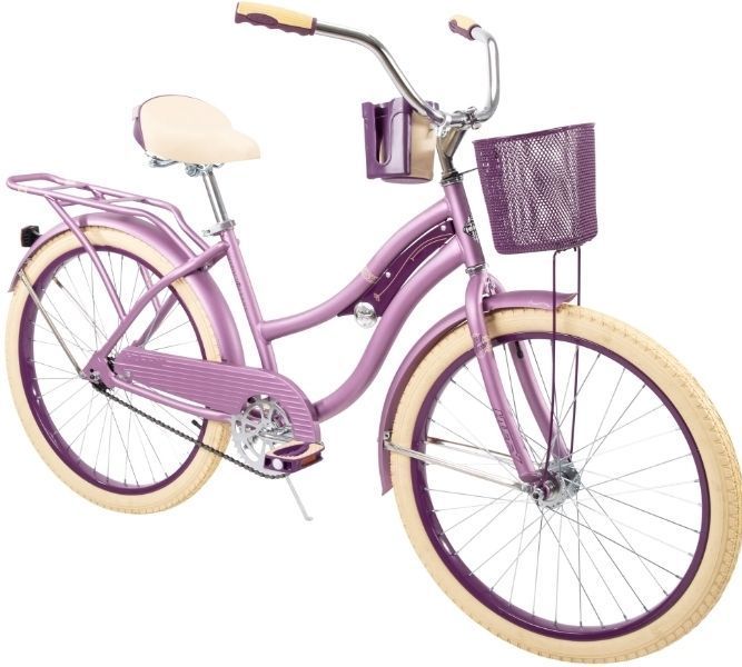 lot 14028 image: Huffy 24 Nel Lusso Cruiser Bike Fits Riders for heights 4 8 - 5 8  Purple Adult Womens (Cosmetic Damage)- Retail $248