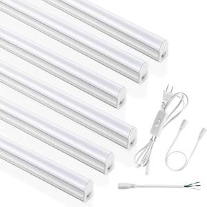 lot 13956 image: SUNLINKCO (6 Pack) 4FT T5 LED Integrated Fixture, 6500K,20W,2300LM(Super Bright White) Linkable LED Shop Light,Garage Ceiling and Cabinet Light,Strip Light,Corded Electric with ONOff Switch