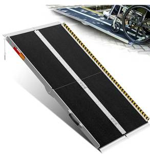 VNN Portable Wheelchair Ramp 5FT, Seamless Non-Slip Aluminum Ramps for Wheelchairs for Home, Handicap Wheelchair Ramps for Home Steps, Aluminum Loading Dock Plates, Black - Retail: $200