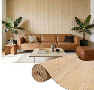 lot 13963 image: Natural Bamboo Wall Panel for Interior Wall Decor, Pole Wrap Wainscoting Paneling, Eco-Friendly Wall Panels Interior Decor for Living Room, Kitchen Island, Ceiling 48 H x 96 L, Raw Wood