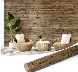 lot 13970 image: Art3d Natural Bamboo Wall Panel for Interior Wall Decor, Renewable Pole Wrap Wainscoting Paneling for Wall Ceiling Furniture Cabinet Office, 48 x 96 Inch - Dark Burned