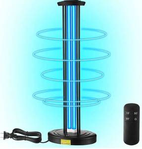 lot 13973 image: Qualirey 100W UV & Ozone Sanitizer, High Power Room Disinfection Light with 3 Level Timer & Remote, Whole Room Disinfection for Large Spaces, Offices & Basements (See Details)