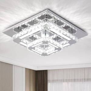 lot 13988 image: Crystal Chandelier LED Crystal Ceiling Light 2 Layers 12 inch Flush Mount Ceiling Light (Cool White)