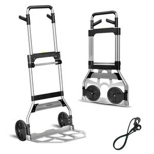 lot 13995 image: Teprovo Folding Hand Truck Dolly Cart,340LB Capacity Portable Aluminum Dolly Cart with Telescoping Handle and 7 Inch Rubber Wheels