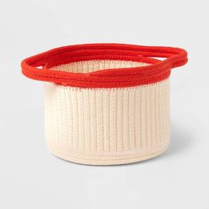 lot 15399 image: Small Coiled Rope Kids Storage Basket Cream and Red - Pillowfort
