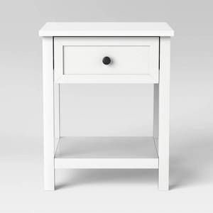 lot 30606 image: Traditional End Table with Storage Drawer Classic White - Room Essentials (Assembly Required) - Retail $80