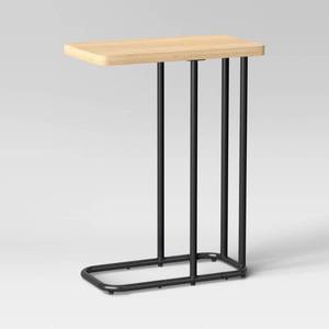 lot 30607 image: Mixed Material Wood and Metal Rectangle Top C Table Natural Wood - Room Essentials - Retail $35