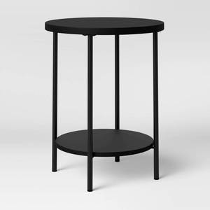 lot 30613 image: Wood and Metal Round Side Table Black - Room Essentials (Cosmetic Damage)- Retail $35