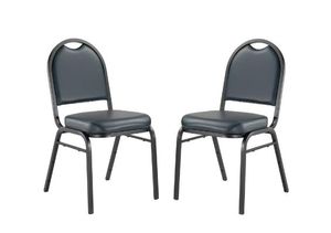 lot 30619 image: (Pack of 2) NPS 9200 Series Premium Vinyl Upholstered Stack Chair, Midnight Blue Seat - Retail $141