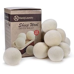 lot 32741 image: Wool Dryer Balls - Natural Fabric Softener  Reusable  Reduces Clothing Wrinkles and Saves Drying Time. The Large Dryer Ball is a Better Alternative to Plastic Balls and Liquid Softener. (Pack of 12) - Retail $59