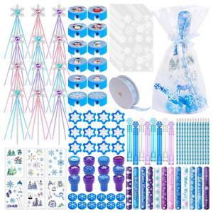lot 32759 image: Pecopcock Winter Wonderland Party Favors Set with Snowflake Wands, Stamps, Pencils- 122 Pieces