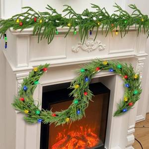 lot 32760 image: Maysing 6 ft Prelit Christmas Norfolk Pine Garland with LED Lights