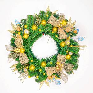 lot 32765 image: Christmas Wreath for Front Door 22 Artificial Gold Bowknot