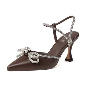 lot 32790 image: Coffee Brown Rhinestone Heels for Women-Size 6.5