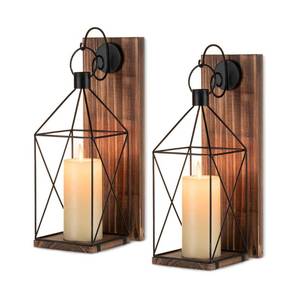lot 32810 image: Staymoment Candle Sconces Wall Decor Set of 2 Farmhouse Wood Candle Holders