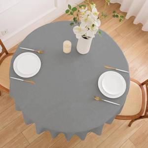 lot 32825 image: 48 Round Vinyl Tablecloth with Flannel Backing, 100% Waterproof PVC Table Cloth