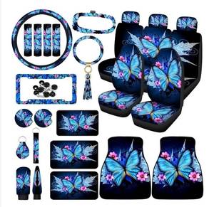 lot 32859 image: Full Set for Women Butterfly Universal Car Accessories -26 Pcs Fit Car SUV Auto(Blue Style)