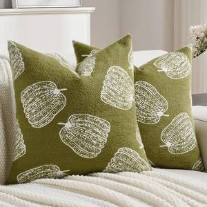 lot 32865 image: Fall Pumpkins Throw Pillow Covers 24x24 Inch Set of 2