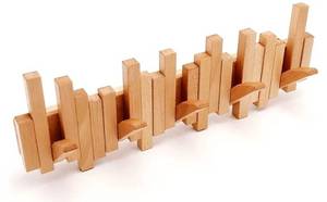 lot 33005 image: Wooden Coat Rack -Wall Mounted Sticks Multi Rack Solid Handmade Natural wood Artwork with 5 Flip-Down Unique Modern Hooks for Coats Bag Hat Umbrella