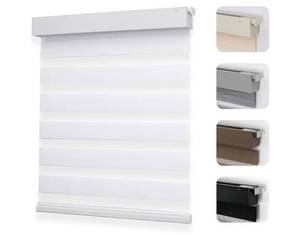lot 33011 image: Joydeco No Drill Zebra Blinds for Windows, Cordless Day & Night Dual Sheer Roller Shades, Easy Installation, Free-Stop Lift System, Light Filtering Privacy Blinds for Home(White,34.5 W x 75 H)