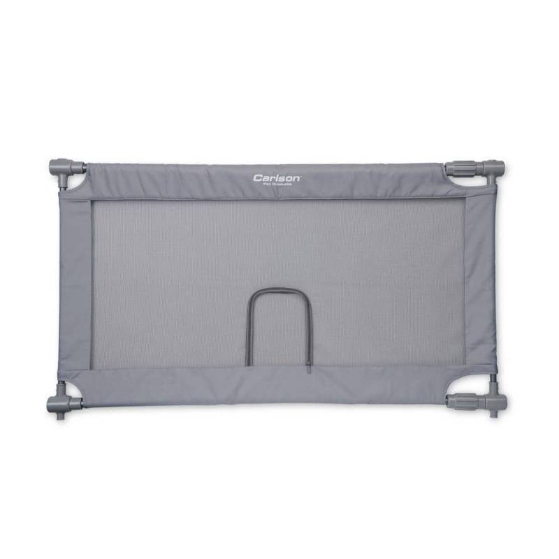lot 30049 image: Carlson Expandable Mesh Pet Gate with Small Pet Door - Gray